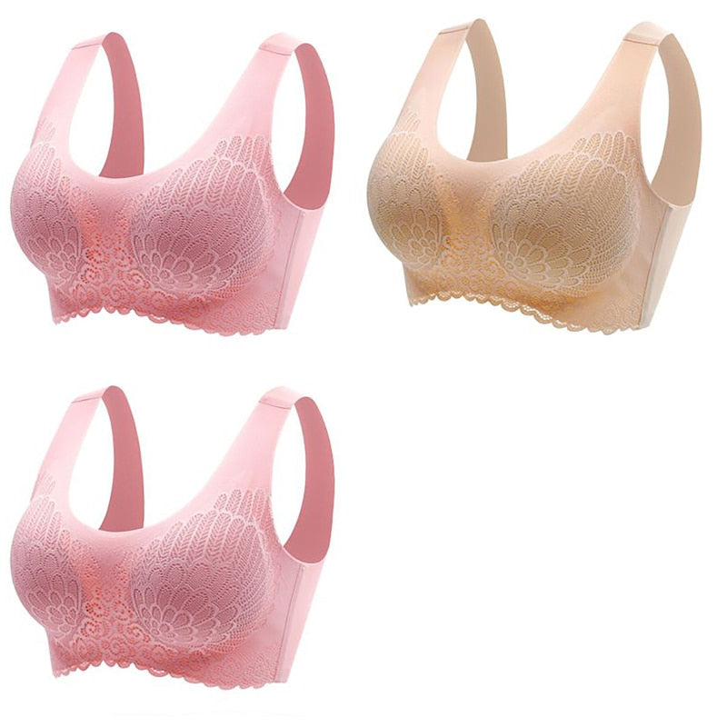 3pcs Latex Bra Seamless Bras For Women Underwear BH Push Up Bralette With Pad Vest Top Bra