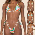 New Swimsuit Female Split Bikini Sexy Double Fabric Lace Up Chest Pad Without Steel Support Swimwear