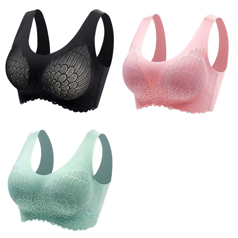 3pcs Latex Bra Seamless Bras For Women Underwear BH Push Up Bralette With Pad Vest Top Bra