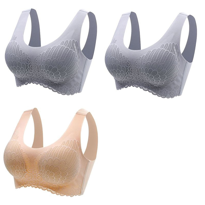 3pcs Latex Bra Seamless Bras For Women Underwear BH Push Up Bralette With Pad Vest Top Bra