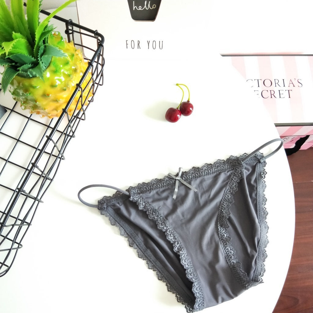 New Bikini Women's Underwear Quick drying Ribbons Underwear Ice Silk Traceless Lace Simple and Comfortable