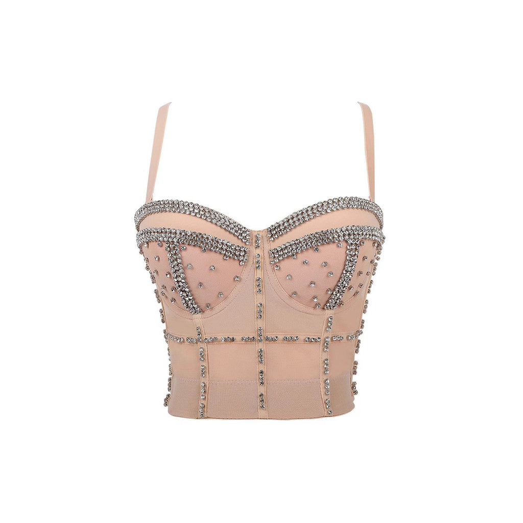 Shaping Outerwear Bra Beaded Sequined Performance Wear Gathered