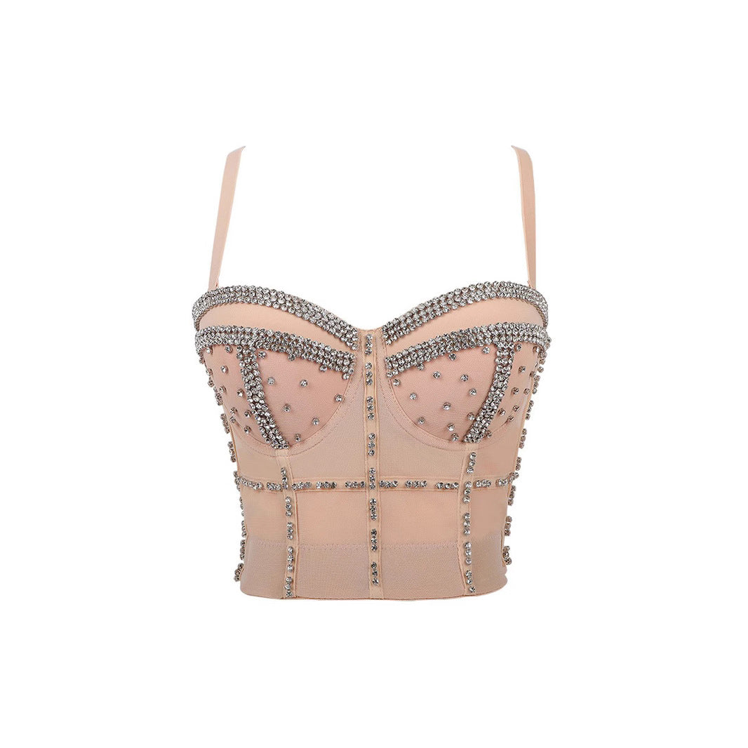 Shaping Outerwear Bra Beaded Sequined Performance Wear Gathered