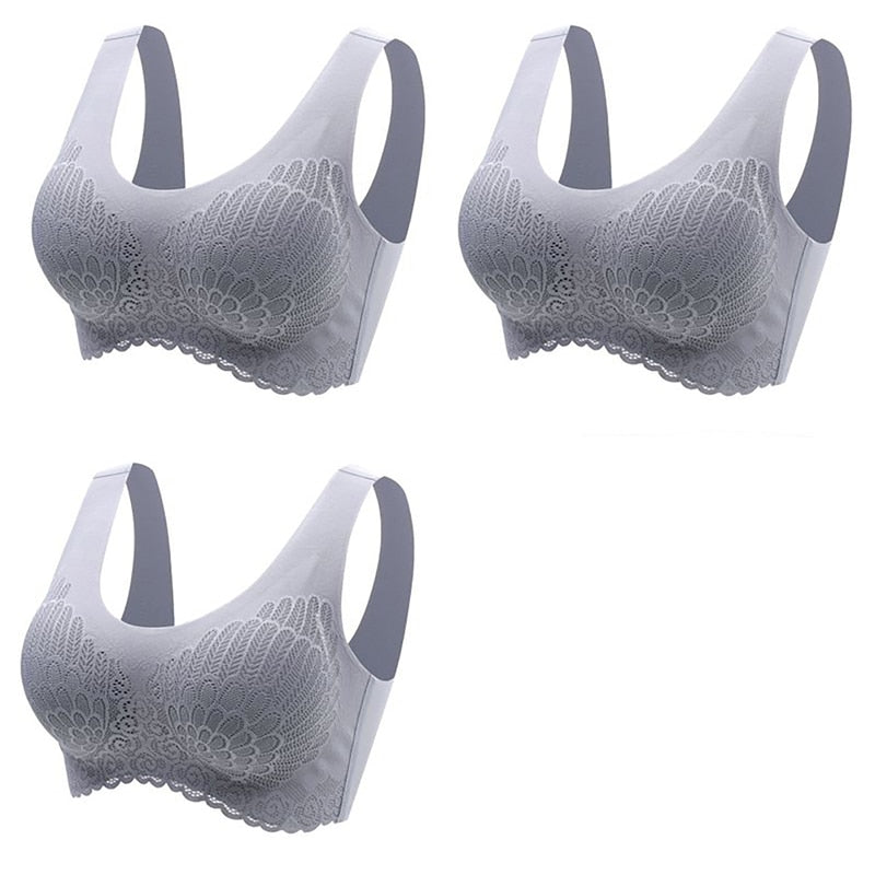 3pcs Latex Bra Seamless Bras For Women Underwear BH Push Up Bralette With Pad Vest Top Bra