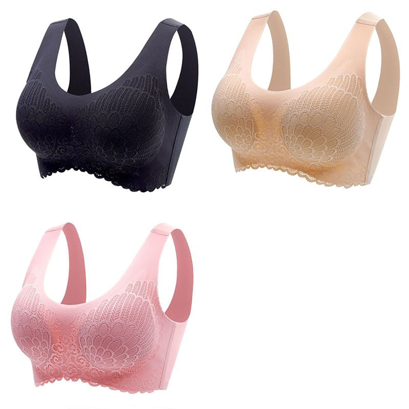 3pcs Latex Bra Seamless Bras For Women Underwear BH Push Up Bralette With Pad Vest Top Bra