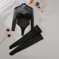Mesh see through jumpsuit abdominal shaping underwear two-piece set