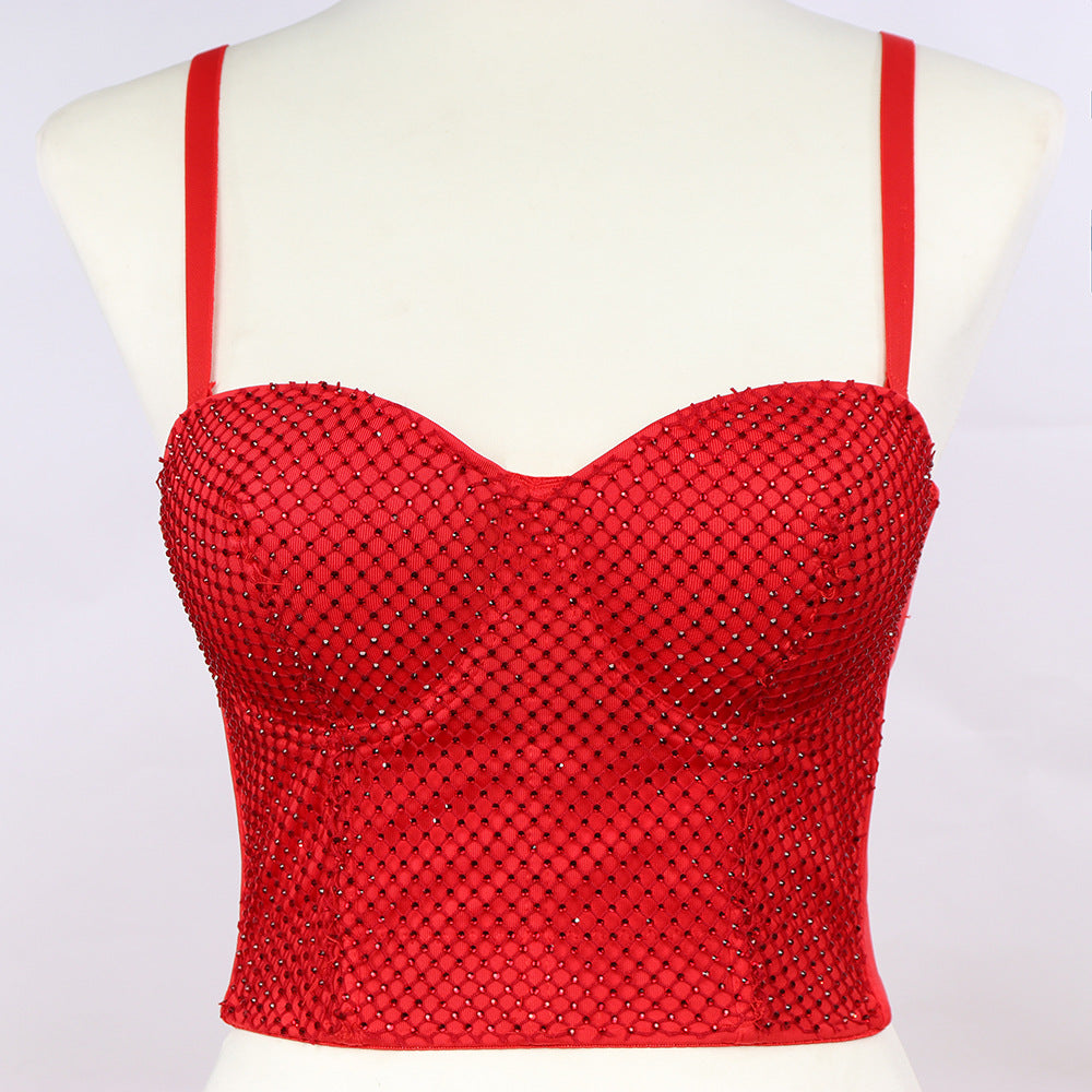 Mesh Backless Elastic Shaping Bustier with Exposed Navel and Strapless Design