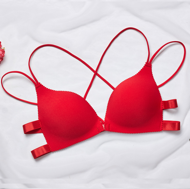 Fashion Floral Print Bra Front Buckle Underwear Seamless Cross Back Women Push Up Bras