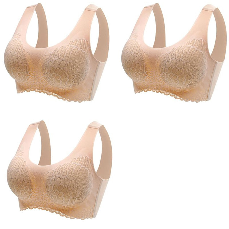 3pcs Latex Bra Seamless Bras For Women Underwear BH Push Up Bralette With Pad Vest Top Bra
