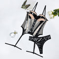 Mesh steel ring gathering shaping lingerie three piece set