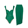 Emerald Color Fashion One Piece Swimsuits Cover Up Women Luxury Swimwear Push Up Slim Bikini Elegant Bathing Suit Beachwear