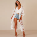 Loose Floral Lace Bikini Crochet Beach Cover-up Long Sun Protection Cardigan