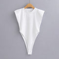 Sexy Tops Summer One-Pieces Bodycon Bodysuit Padded Shoulder Bodysuit Black Sleeveless Body Suits For Women