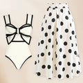 Vintage Swimsuit and Skirt 3D Bow-tie One Piece  Swimwear Women Bikini set  Bathing Suit Two-pieces beach dress Monokini