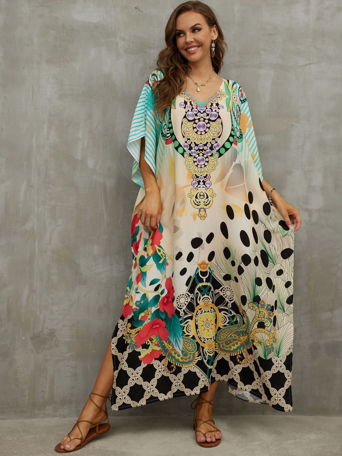 Cotton Beach Cover-Up Shirt | Boho Print Beachwear