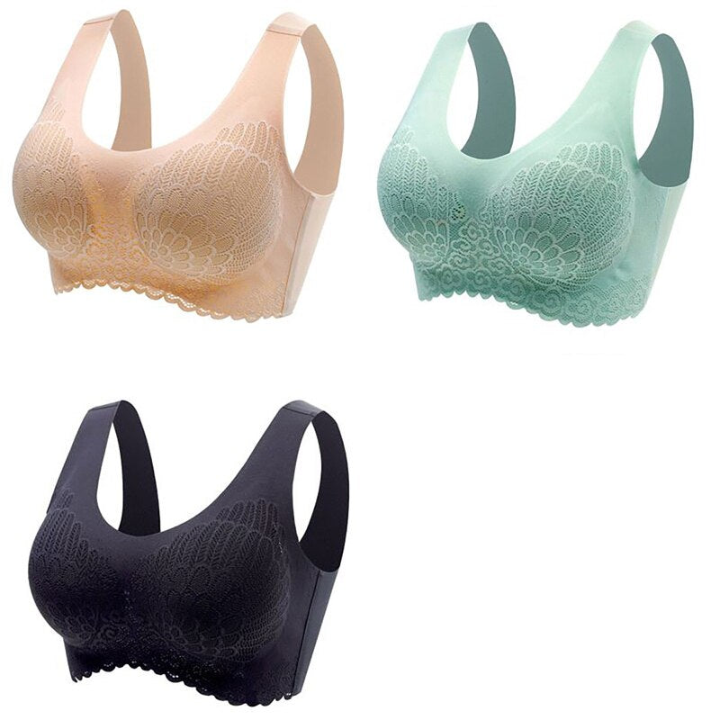 3pcs Latex Bra Seamless Bras For Women Underwear BH Push Up Bralette With Pad Vest Top Bra