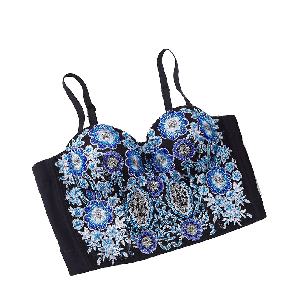 Lace-Up Shaping with Beading and Boning for Women's Bralette with Built-in Pads