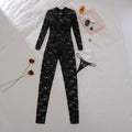High neck lace jacquard see through mesh socks knight jumpsuit uniform shaping sexy lingerie set