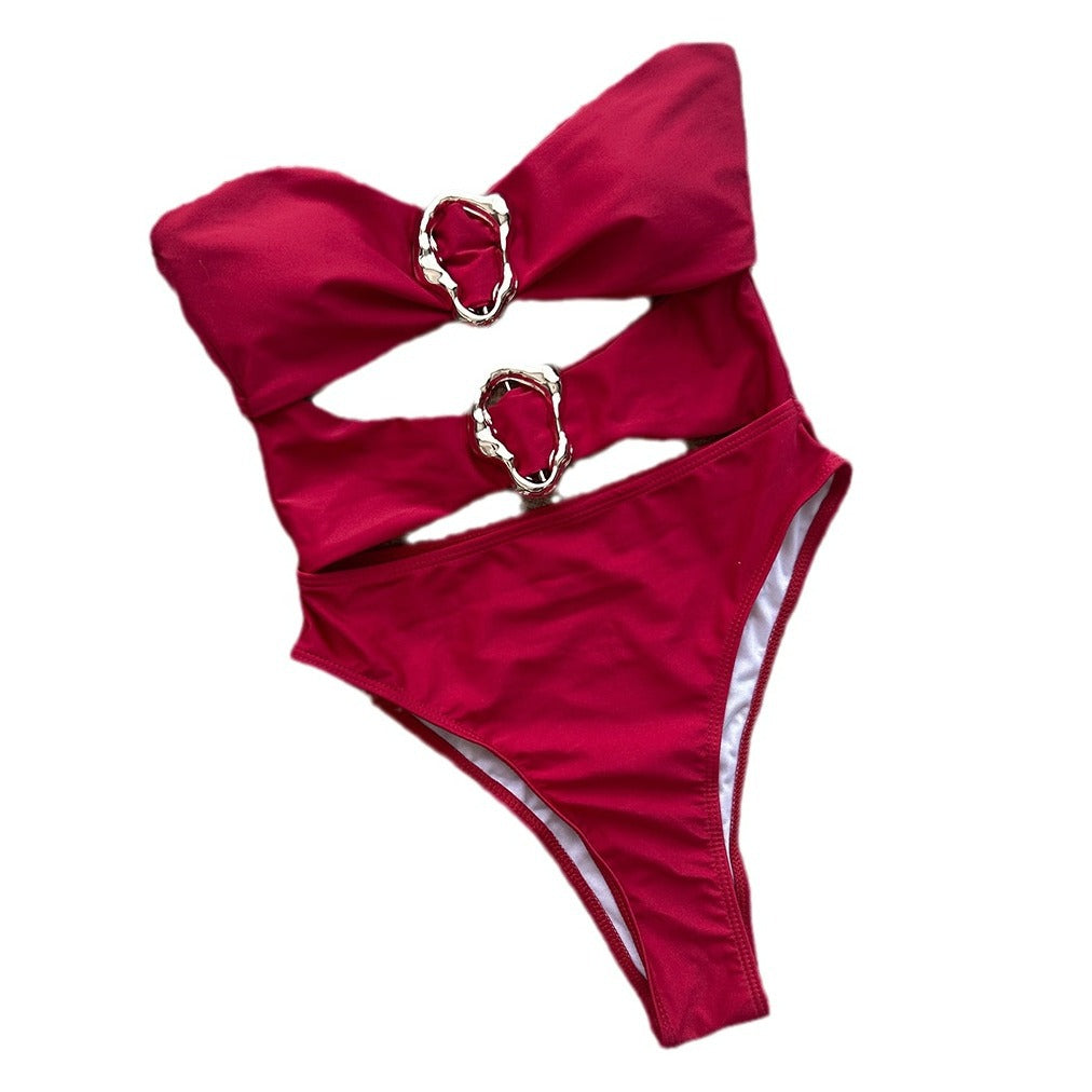 One-Piece Swimsuit Women Bikini  Ladies Sexy Solid Color Swimwear Wholesale Bikini