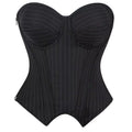 Striped Steel Ring Cup Crop Corset Top with Bust Support ndash Women's Bodycon Shaping Garment