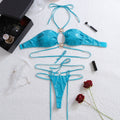 White Hanging Neck Bikini Sexy Hot Girl Strap Underwear Split Set