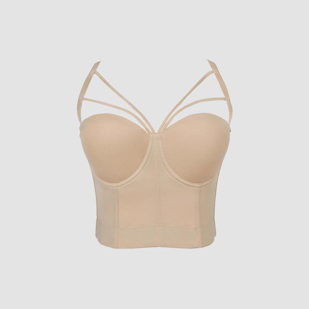 Sexy Backless Camisole with Steel Ring Shaping Bra for Women
