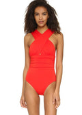 Sexy Deep V-Cross Tied One-Piece Swimsuit Solid Color Bikini