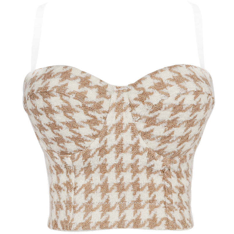 Women's Outerwear Checkerboard Shaping Bra Design Sense Unique High-Grade