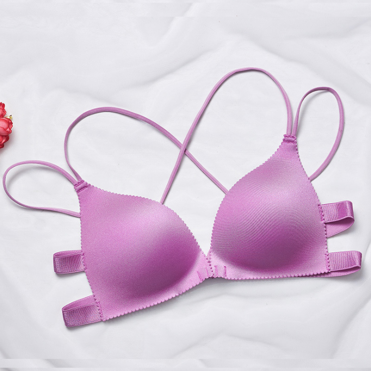 Fashion Floral Print Bra Front Buckle Underwear Seamless Cross Back Women Push Up Bras
