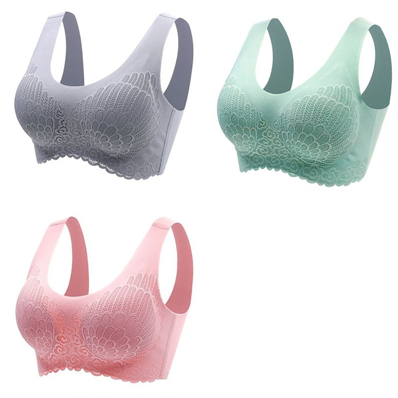 3pcs Latex Bra Seamless Bras For Women Underwear BH Push Up Bralette With Pad Vest Top Bra