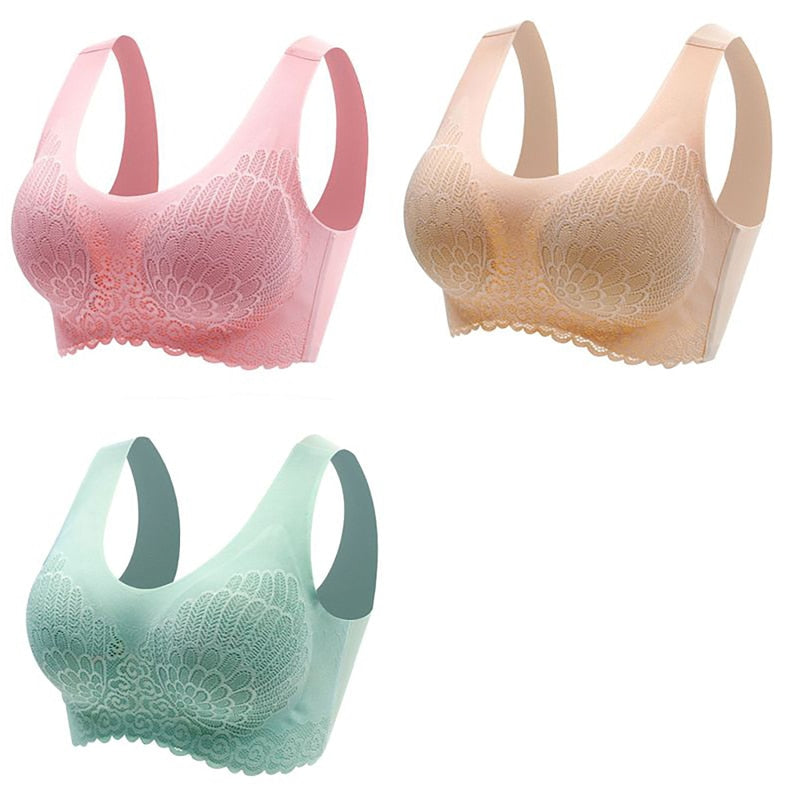 3pcs Latex Bra Seamless Bras For Women Underwear BH Push Up Bralette With Pad Vest Top Bra