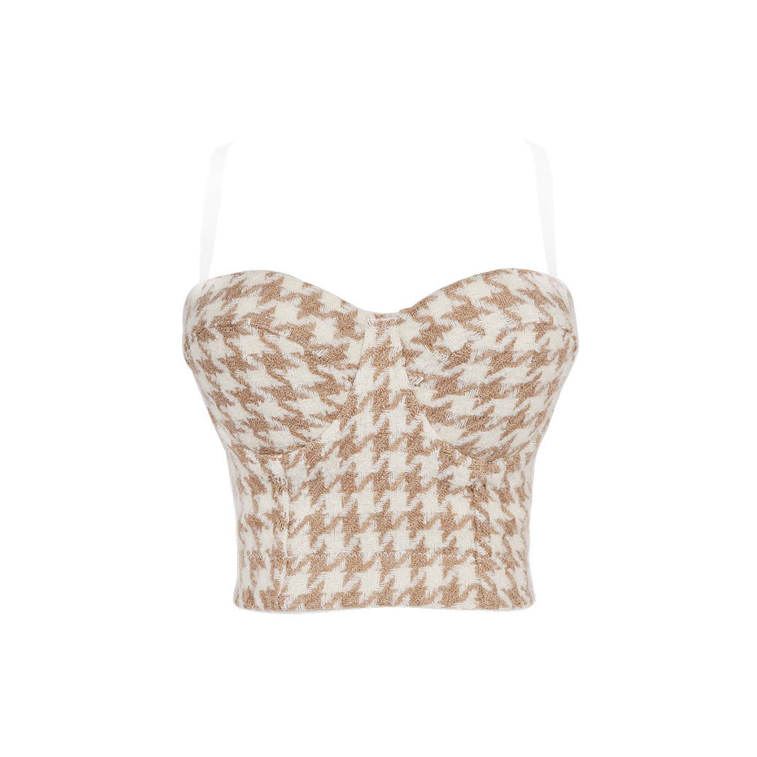 Women's Outerwear Checkerboard Shaping Bra Design Sense Unique High-Grade