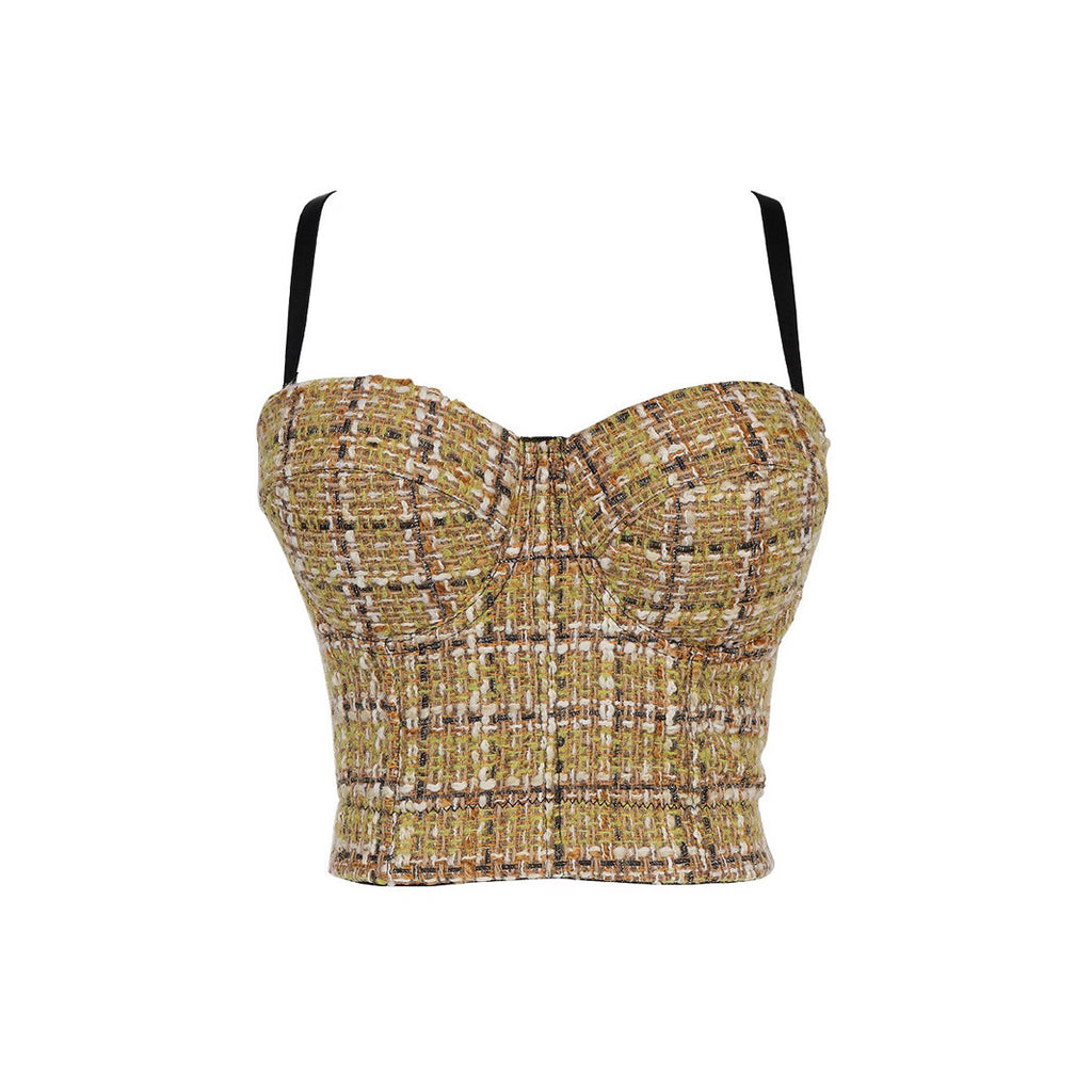 Women's Outerwear Checkerboard Shaping Bra Design Sense Unique High-Grade