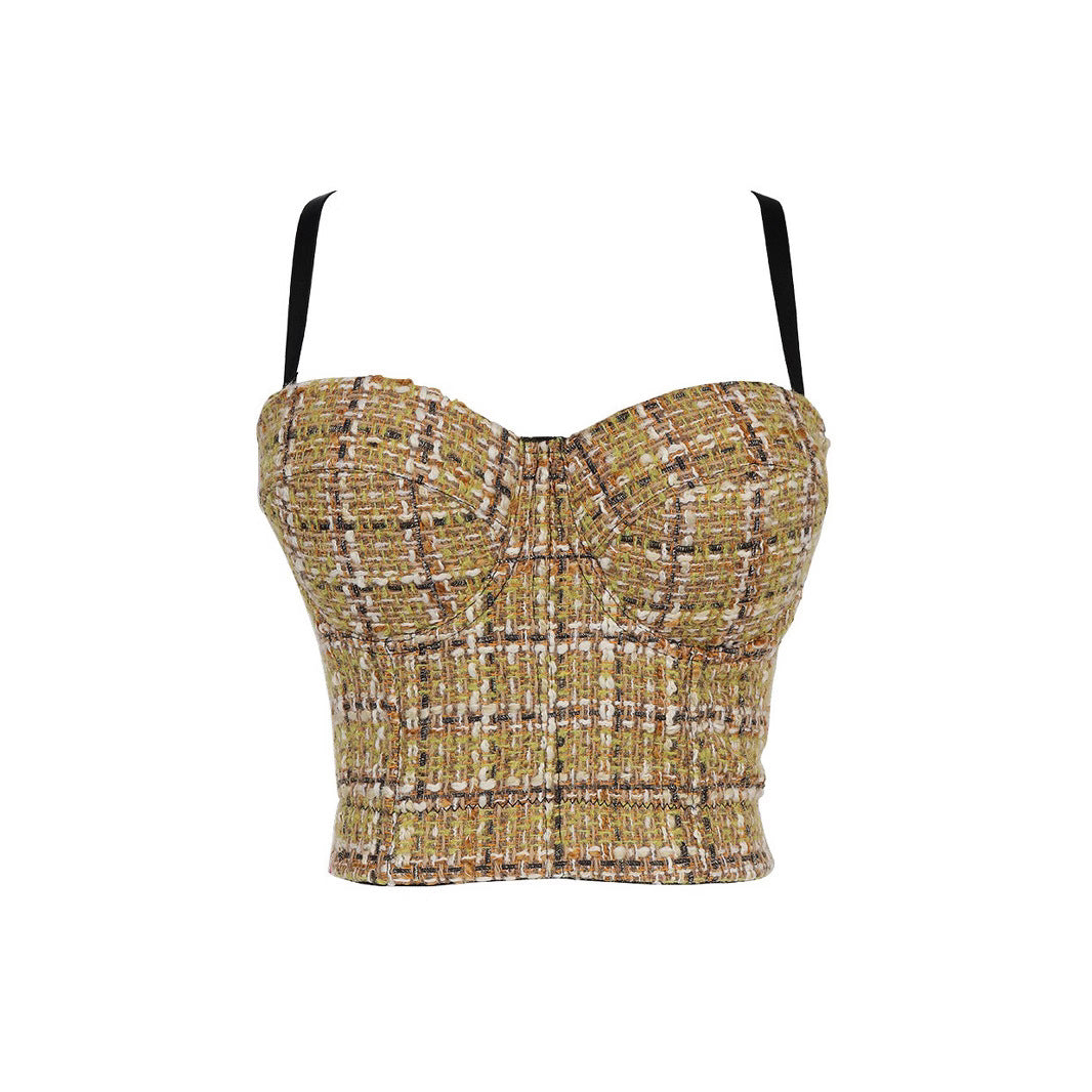 Women's Outerwear Checkerboard Shaping Bra Design Sense Unique High-Grade