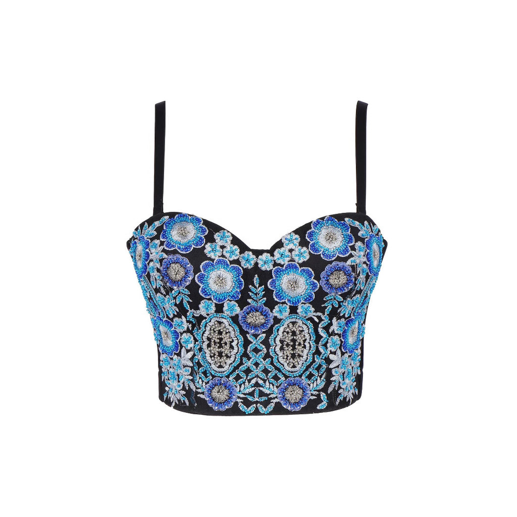 Lace-Up Shaping with Beading and Boning for Women's Bralette with Built-in Pads