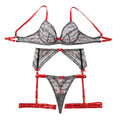 Bow decoration heart-shaped letter embroidery body shaping adjustment sexy lingerie split set