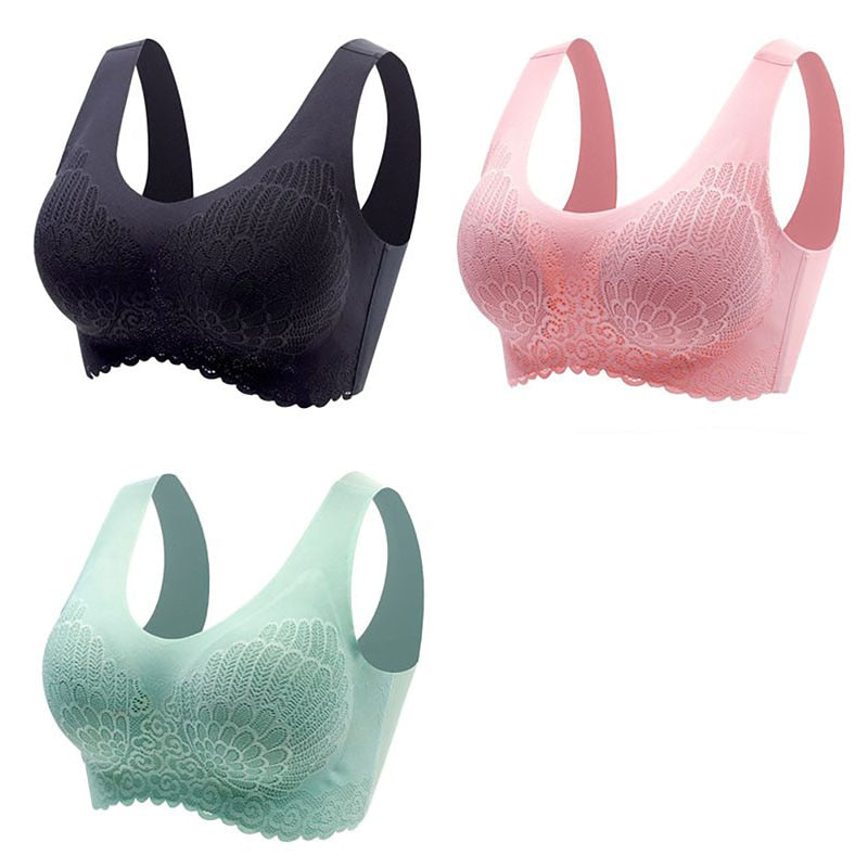 3pcs Latex Bra Seamless Bras For Women Underwear BH Push Up Bralette With Pad Vest Top Bra