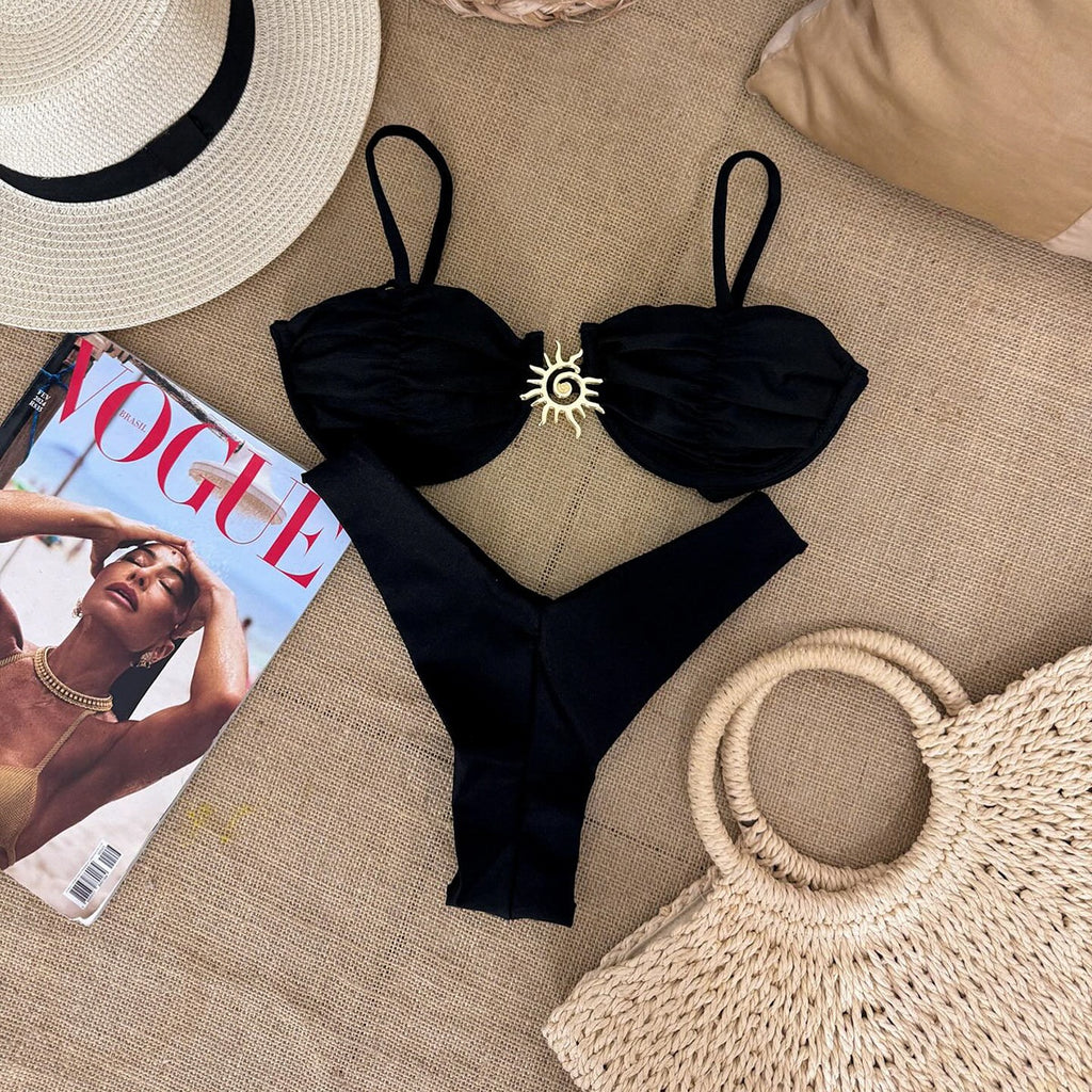 Bikini Solid Color Gathered Separated Women's Swimsuit Women's Swimwear