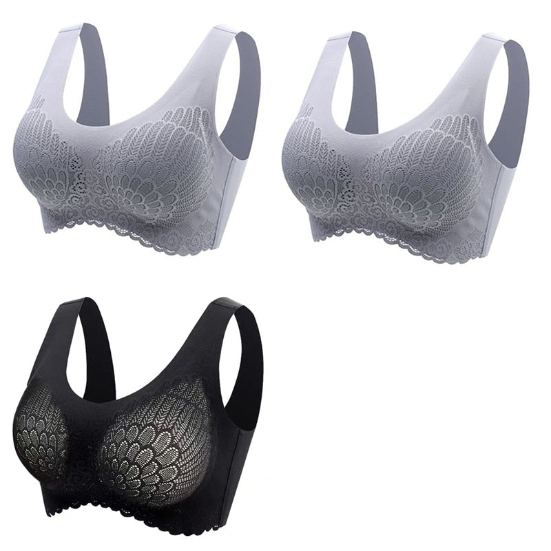3pcs Latex Bra Seamless Bras For Women Underwear BH Push Up Bralette With Pad Vest Top Bra