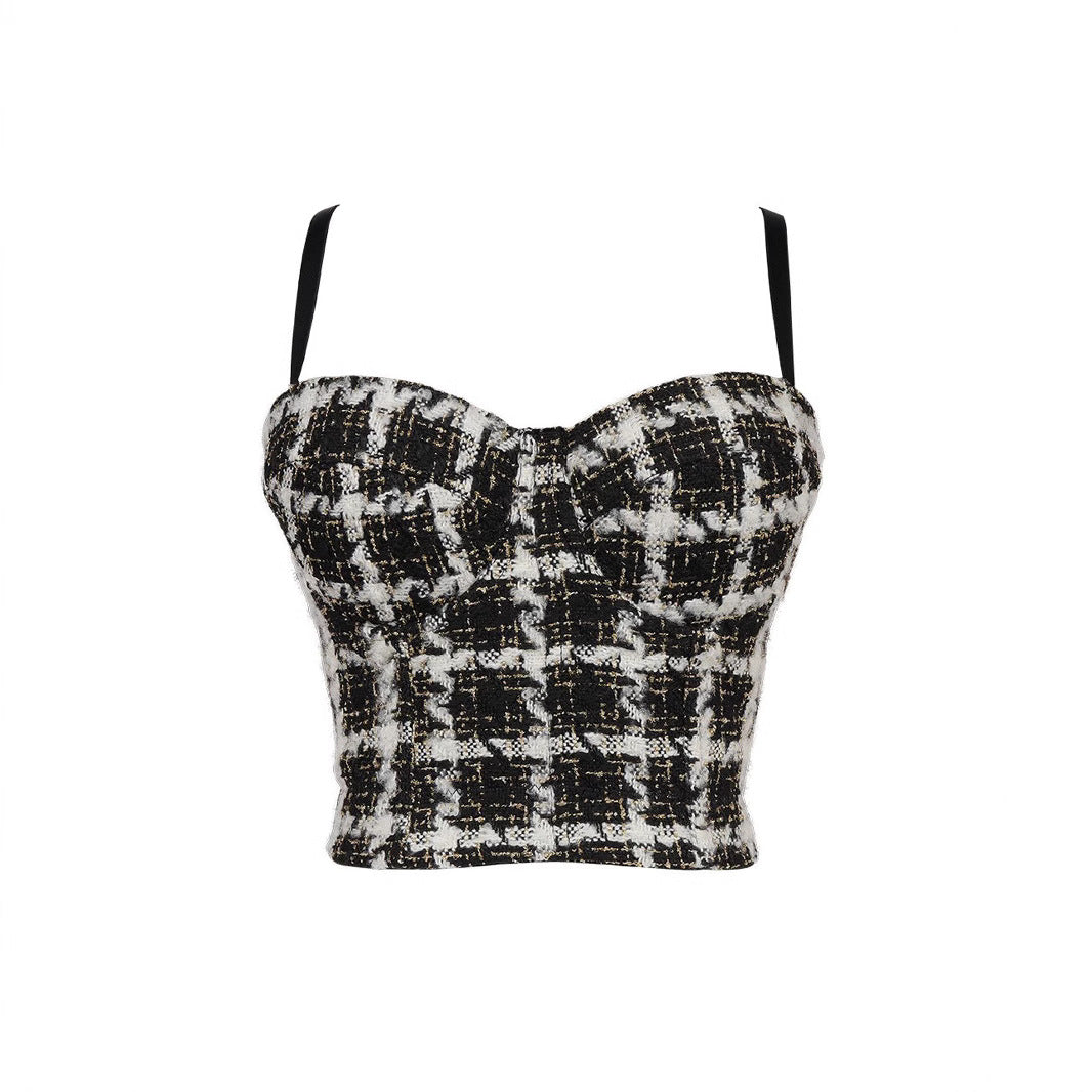 Women's Outerwear Checkerboard Shaping Bra Design Sense Unique High-Grade