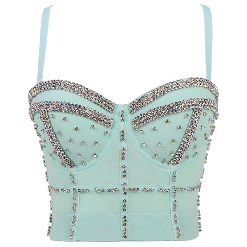 Shaping Outerwear Bra Beaded Sequined Performance Wear Gathered