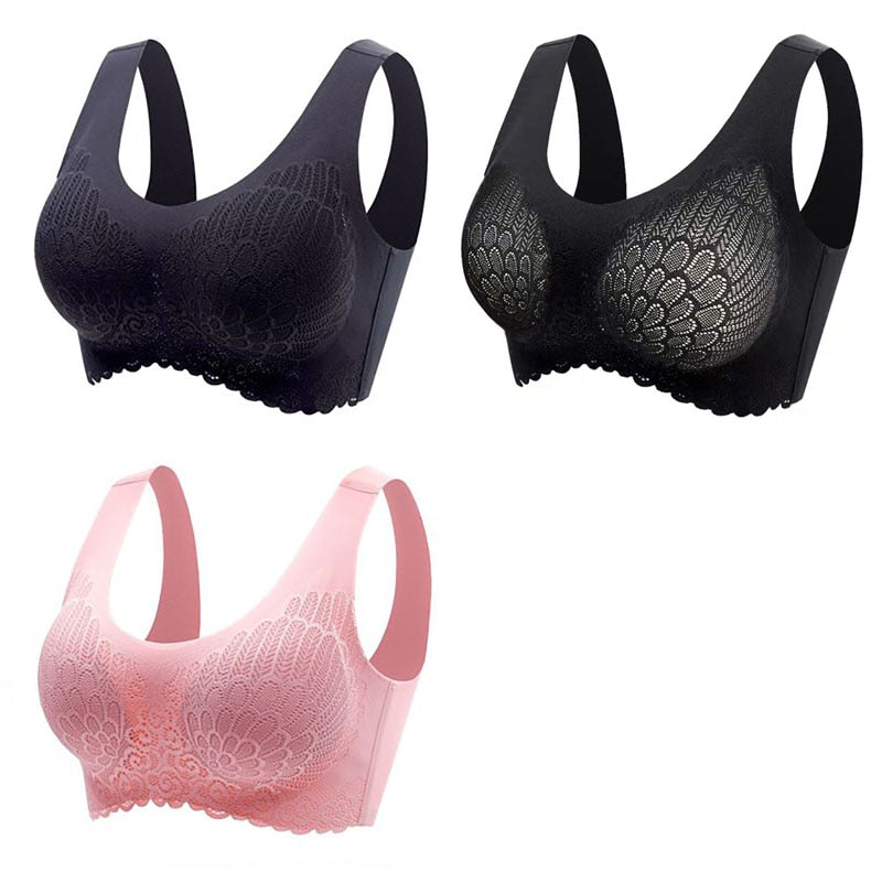 3pcs Latex Bra Seamless Bras For Women Underwear BH Push Up Bralette With Pad Vest Top Bra