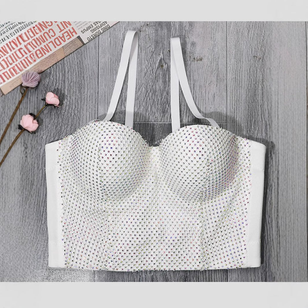 Mesh Backless Elastic Shaping Bustier with Exposed Navel and Strapless Design