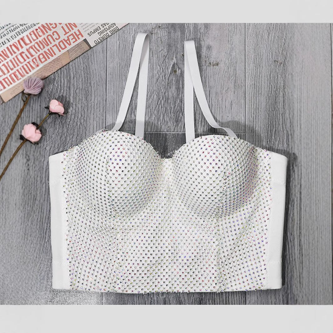 Mesh Backless Elastic Shaping Bustier with Exposed Navel and Strapless Design