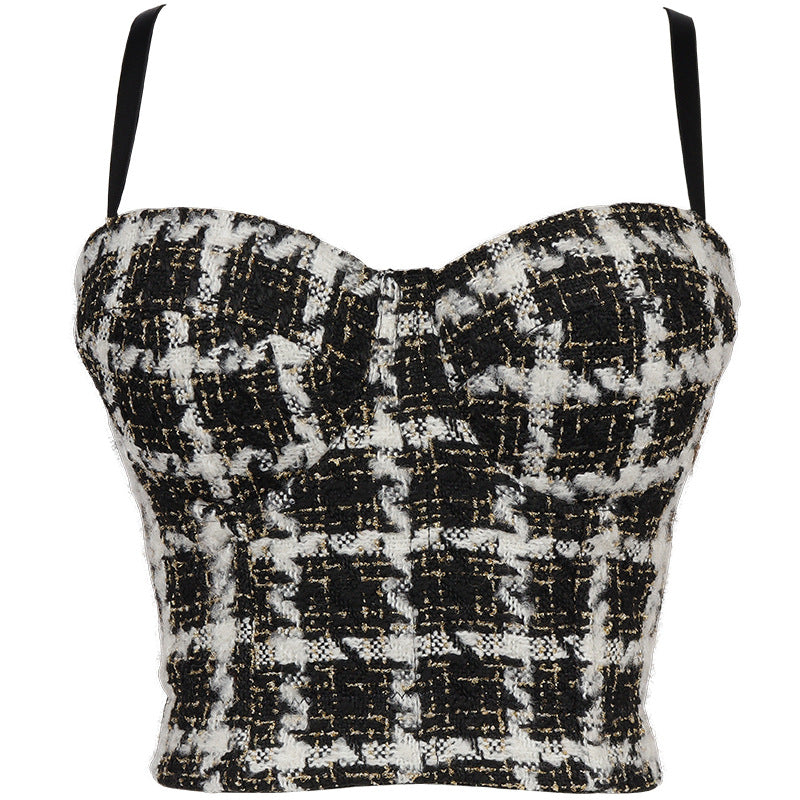 Women's Outerwear Checkerboard Shaping Bra Design Sense Unique High-Grade