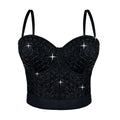 Short Design Multi-color Pressed Stripe Outerwear Shaping Boned Bra with Padded Strappy Camisole
