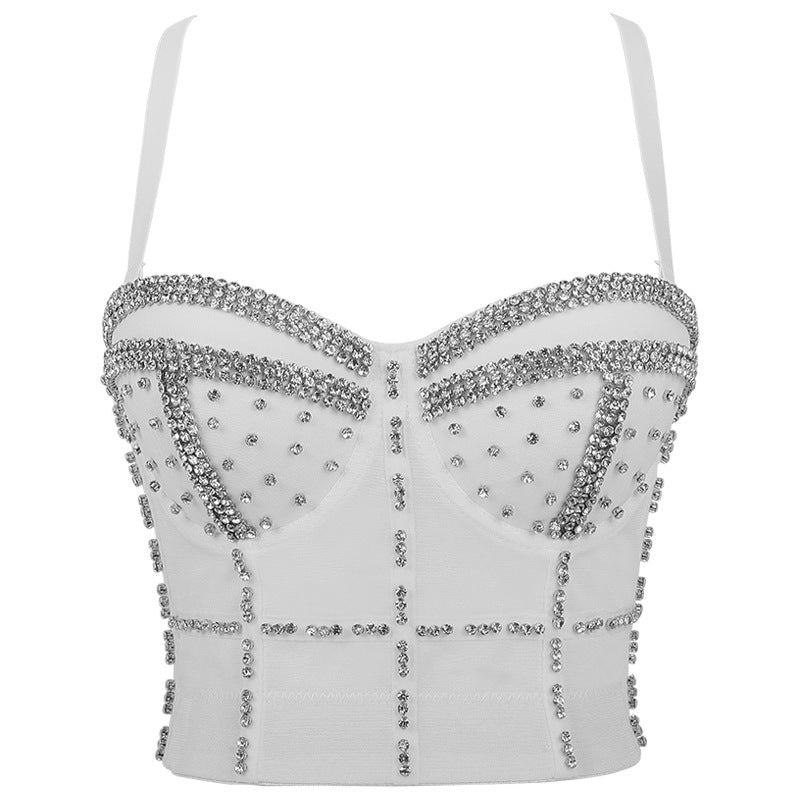 Shaping Outerwear Bra Beaded Sequined Performance Wear Gathered