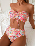 Cross-border  Separate Tube Top Ruffle Strapless Swimsuit Set Bikini