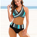 Women's split bikini striped tie dye hollow sexy high waisted bikini swimsuit