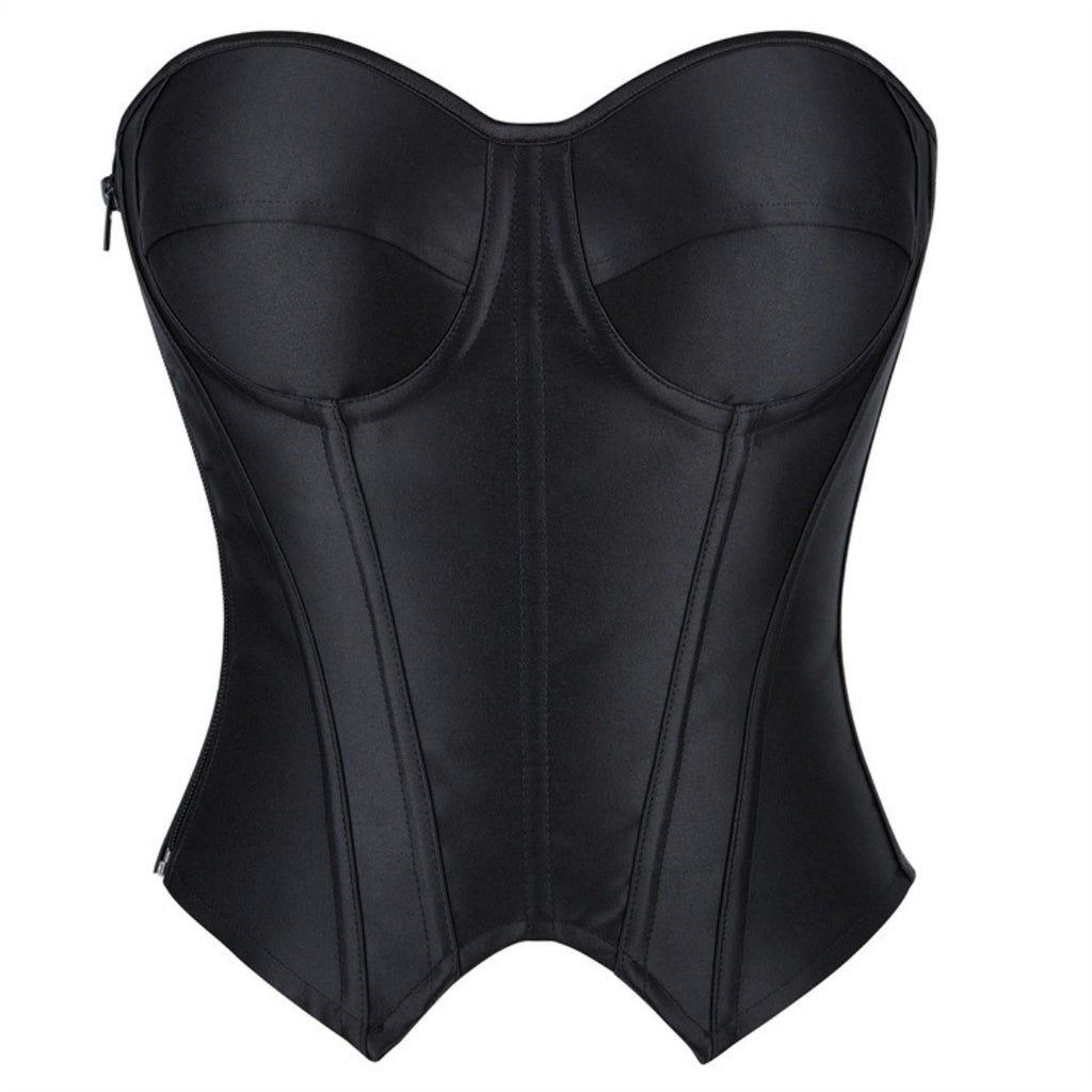 Striped Steel Ring Cup Crop Corset Top with Bust Support ndash Women's Bodycon Shaping Garment
